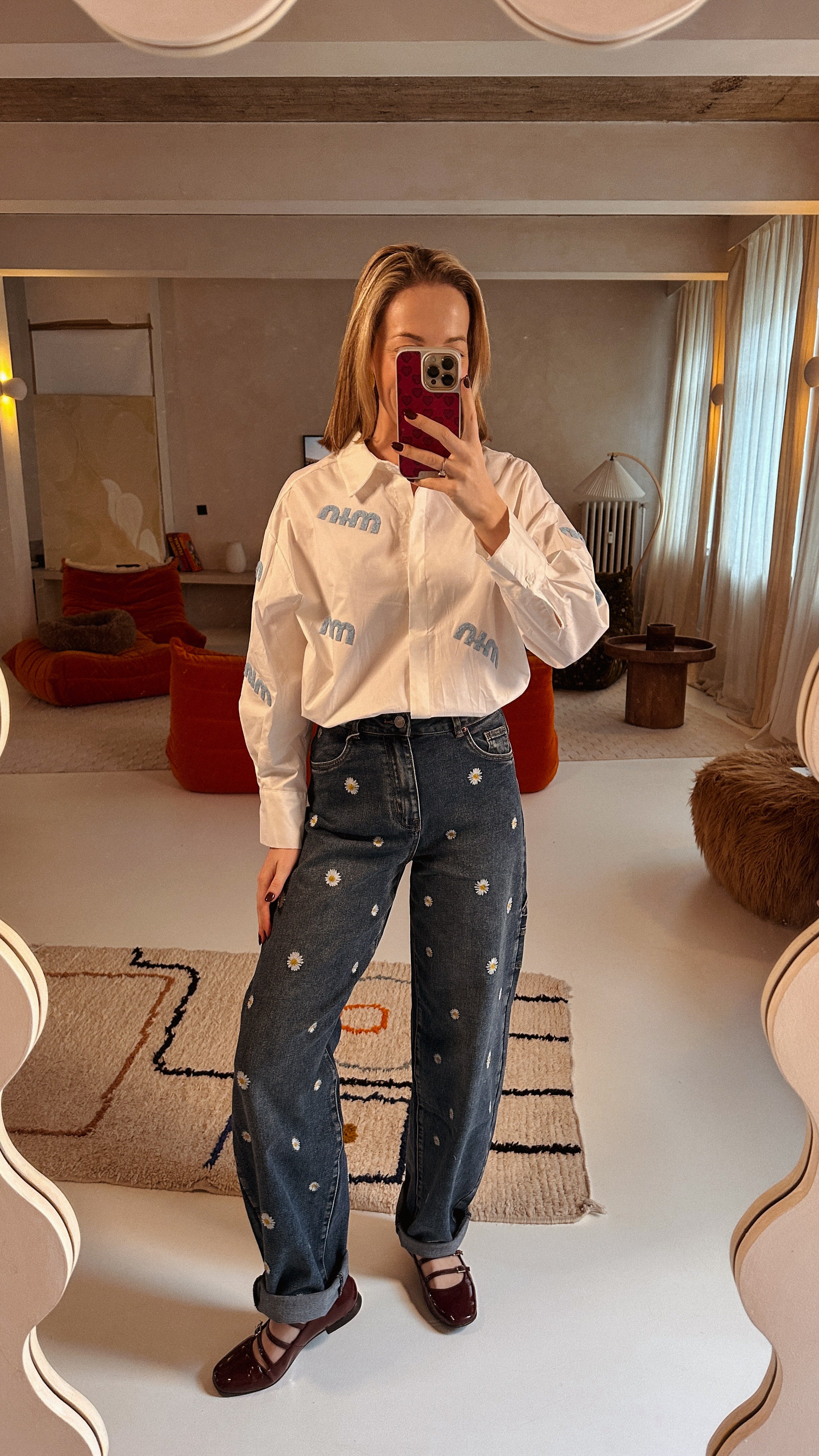 Fleur jeansbroek bloemen