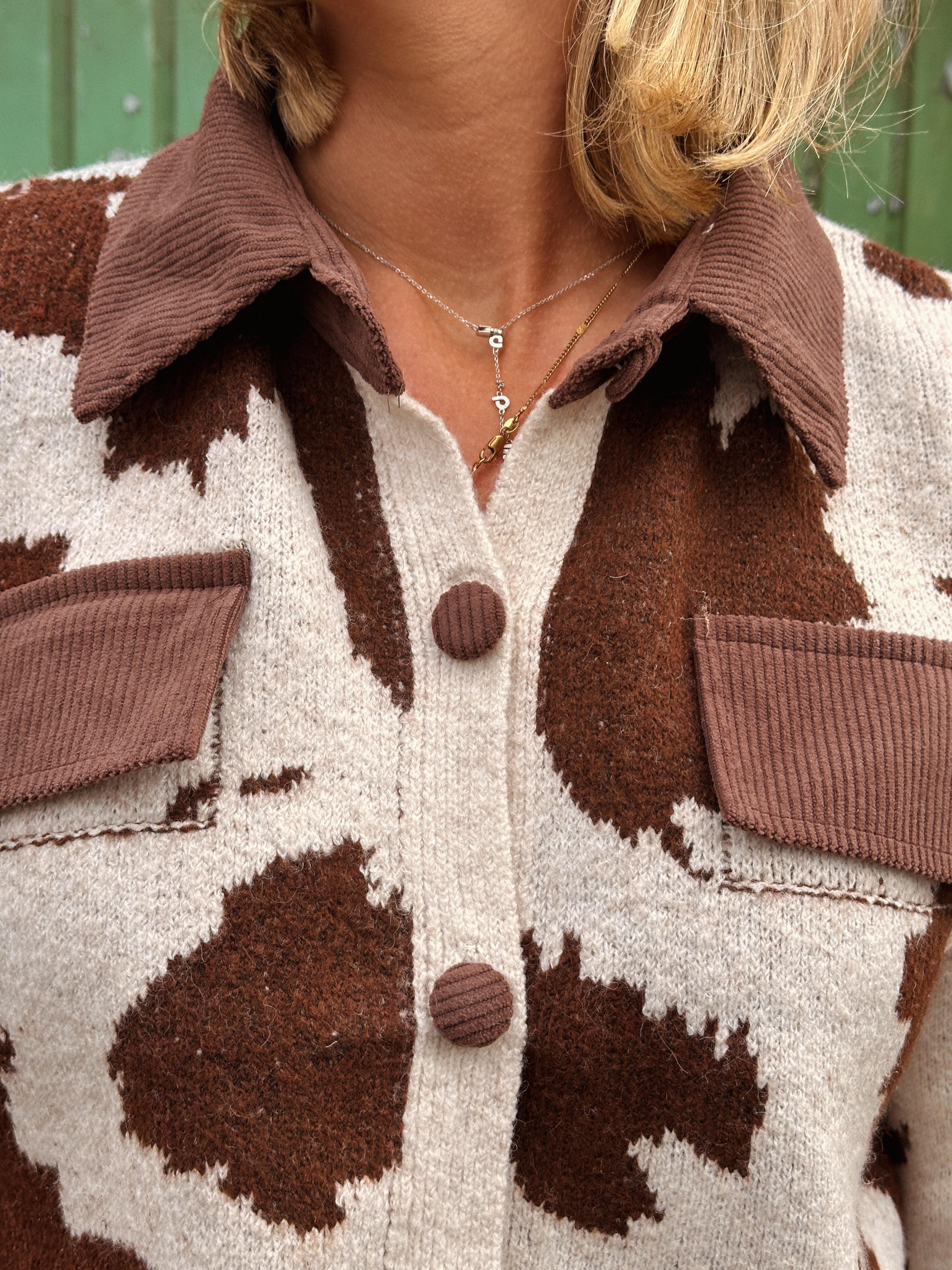 Babs gilet bruin/ecru gevlekt