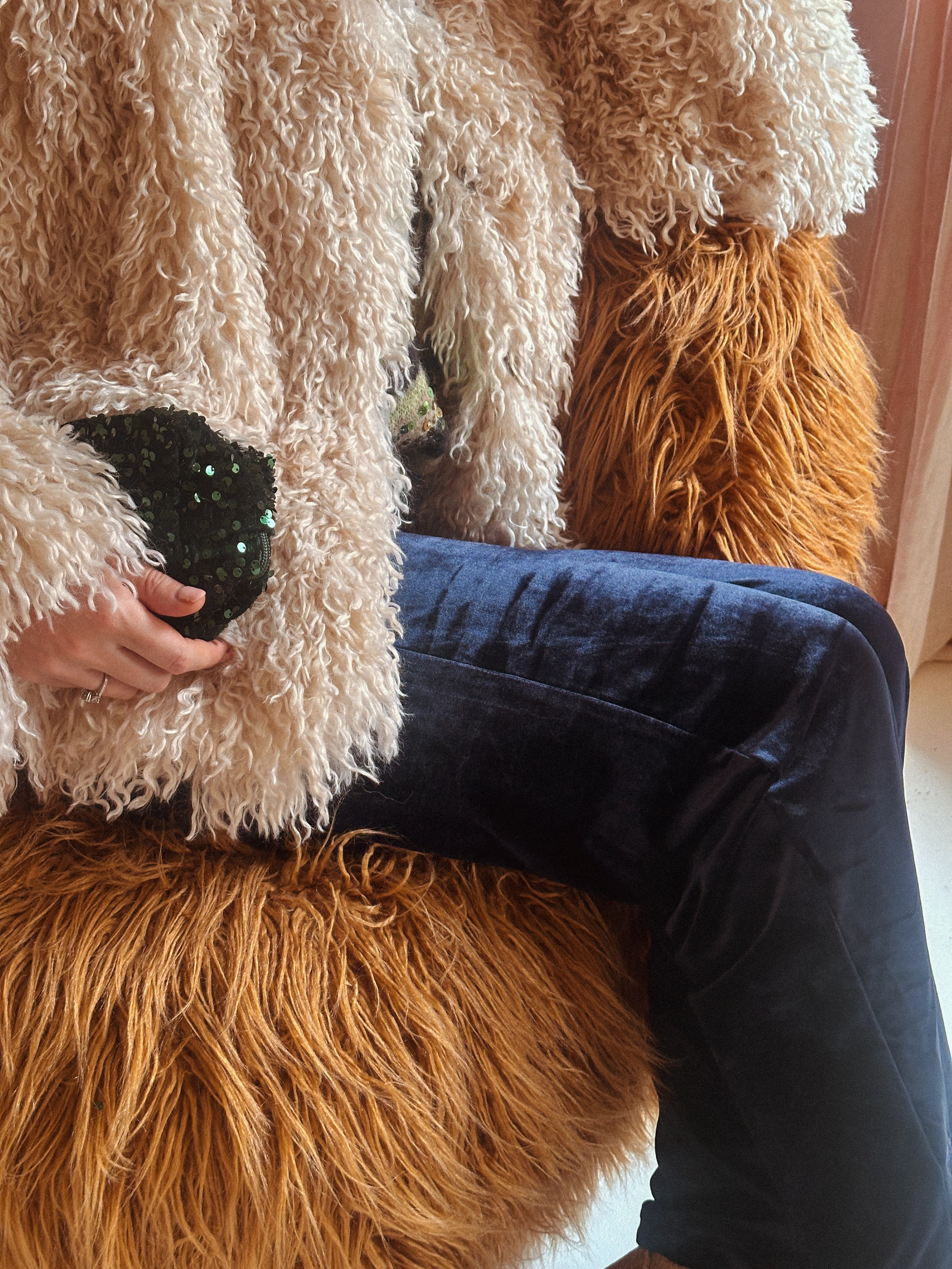 Camille velvet broek blauw