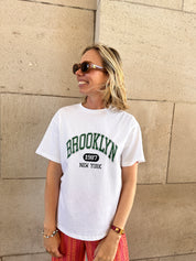 Brooklyn T-shirt wit met opschrift