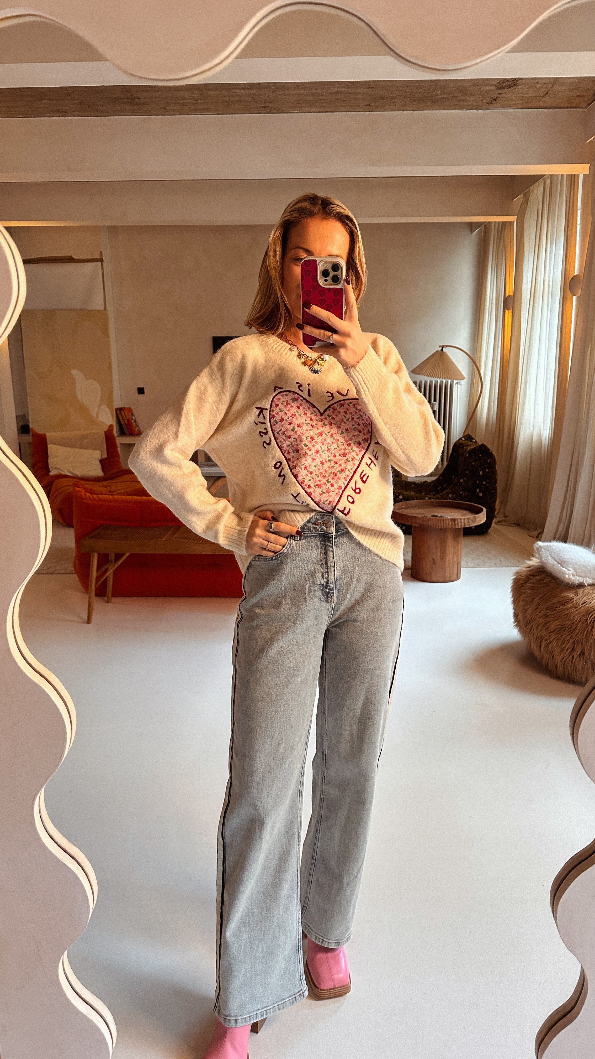 Estée trui heart ecru