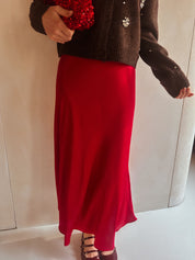 Isole satijnen rok rood