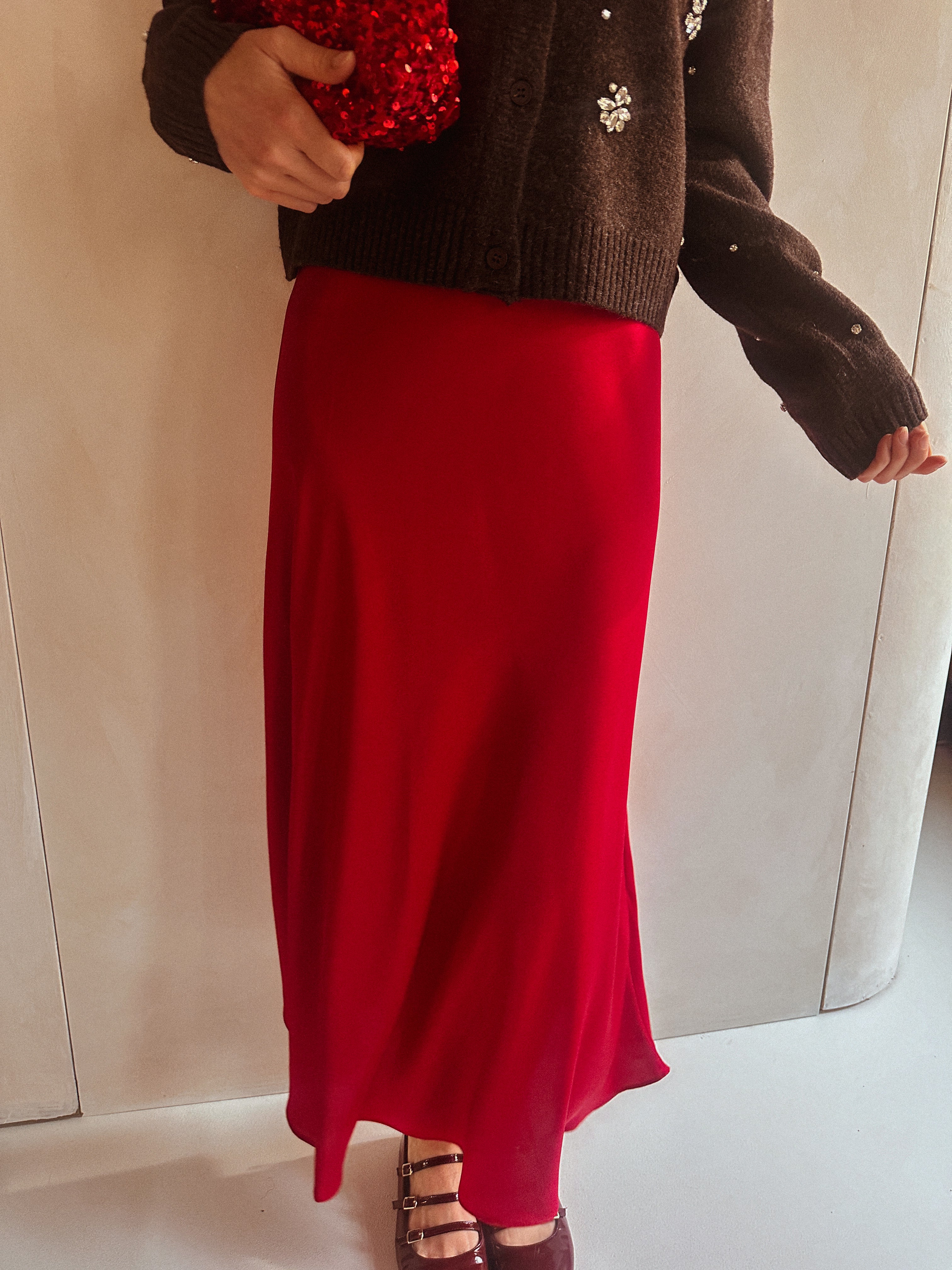 Isole satijnen rok rood