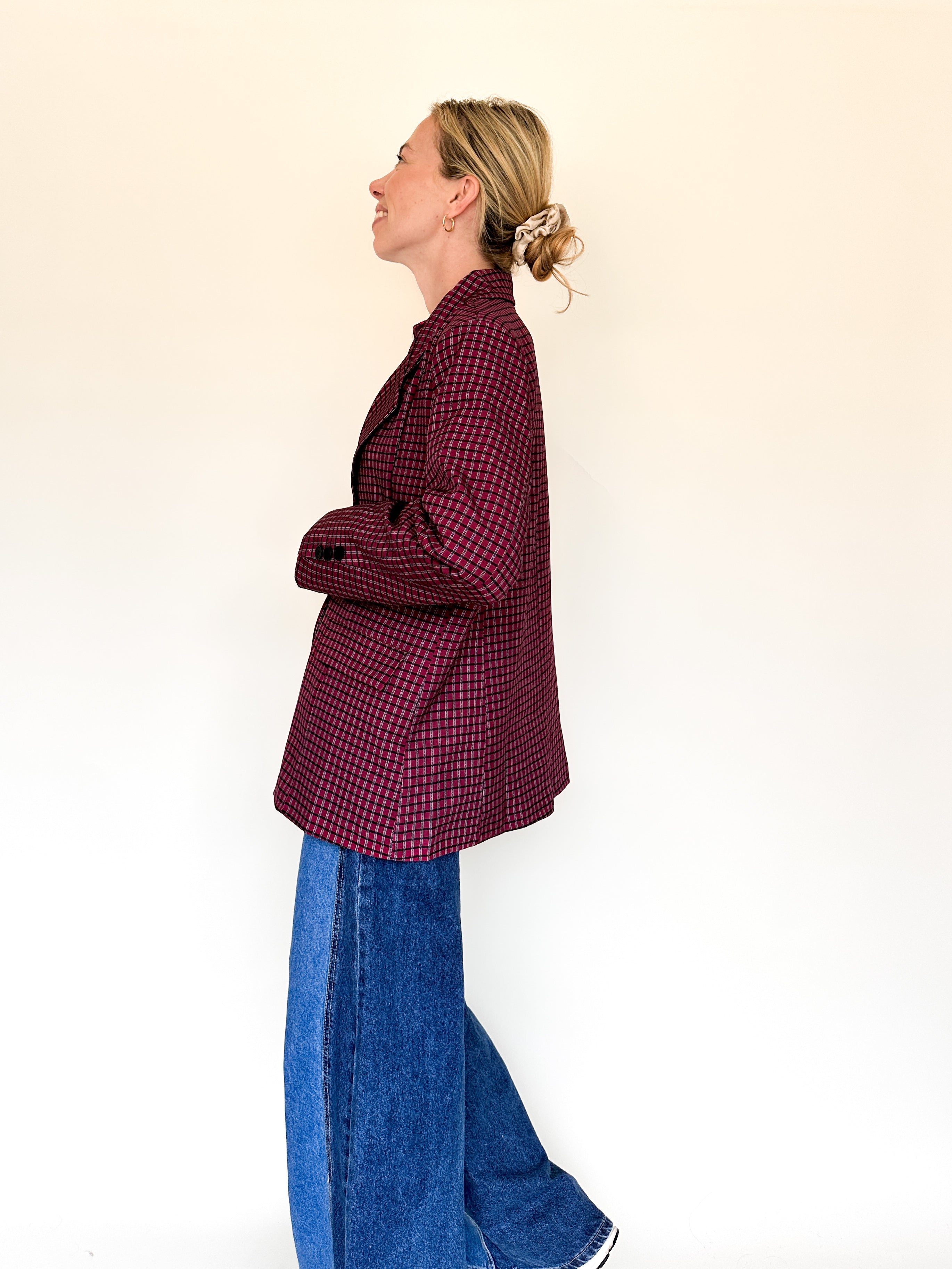 Lina blazer geruit burgundy