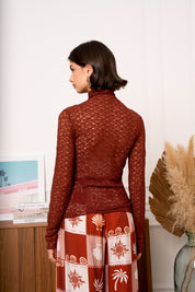 Olivia bordeaux kanten top