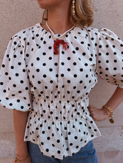 Jovie polka dot blouse wit