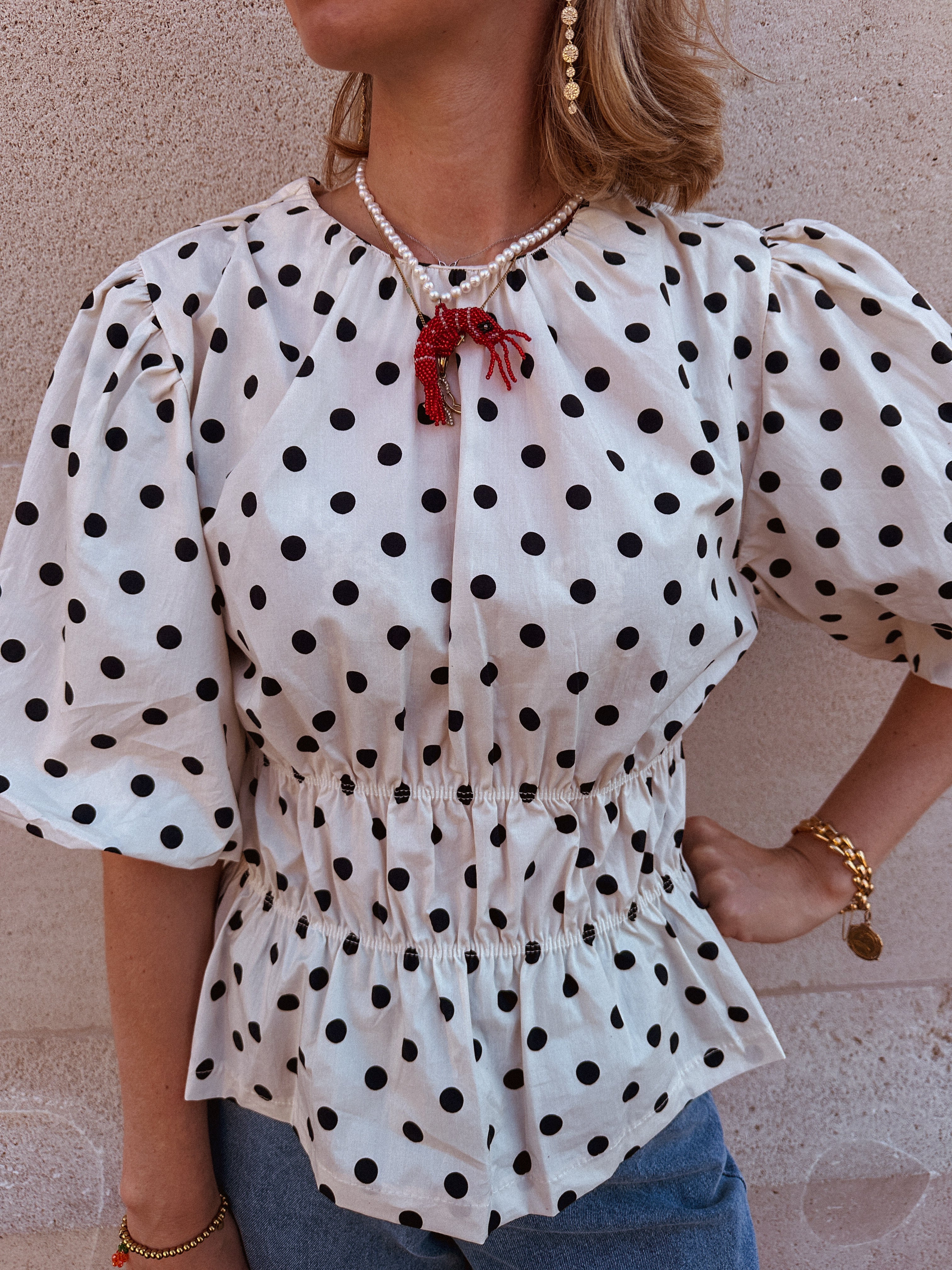 Jovie polka dot blouse wit