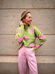 Ruby trui groen/roze