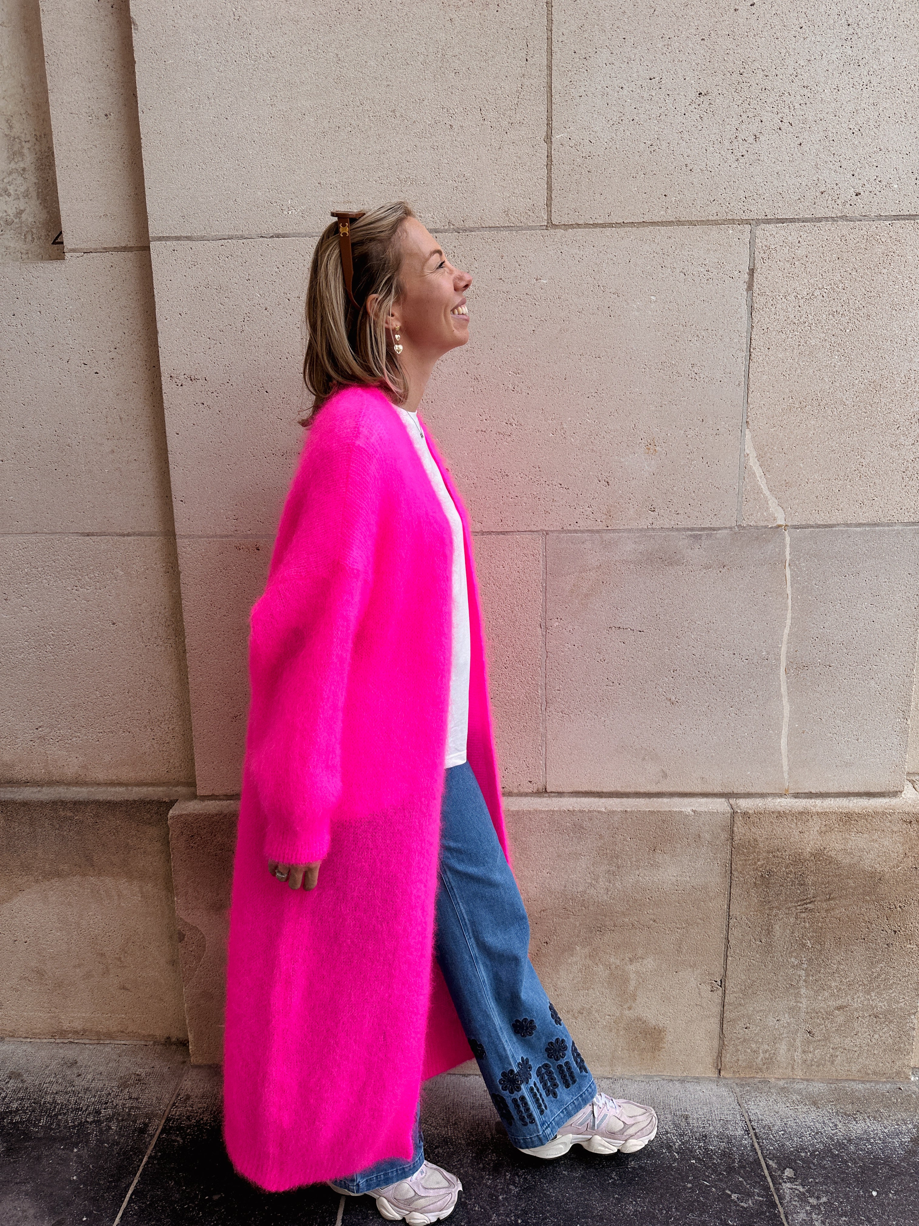 Ayla lange cardigan roze