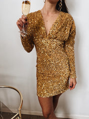 Florence mini glitterjurk goud