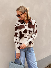 Babs gilet bruin/ecru gevlekt