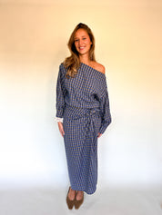 Romy rok geruit blauw