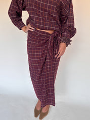 Romy rok geruit burgundy