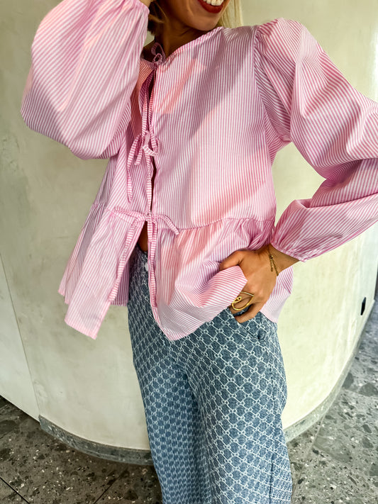 Charlene blouse roze gestreept