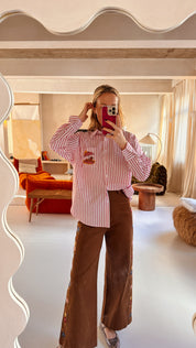 Mare blouse bordeaux gestreept