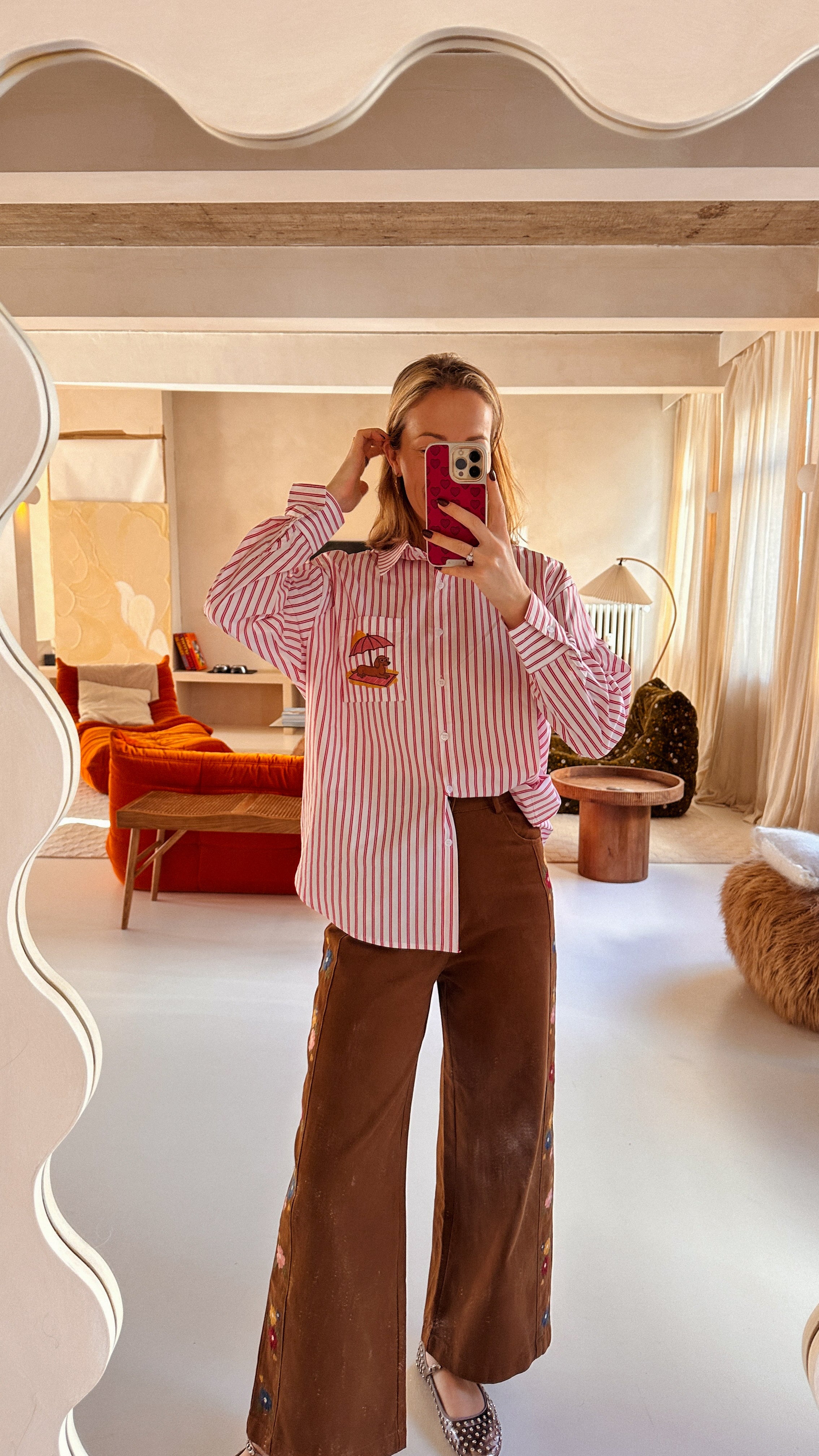 Mare blouse bordeaux gestreept