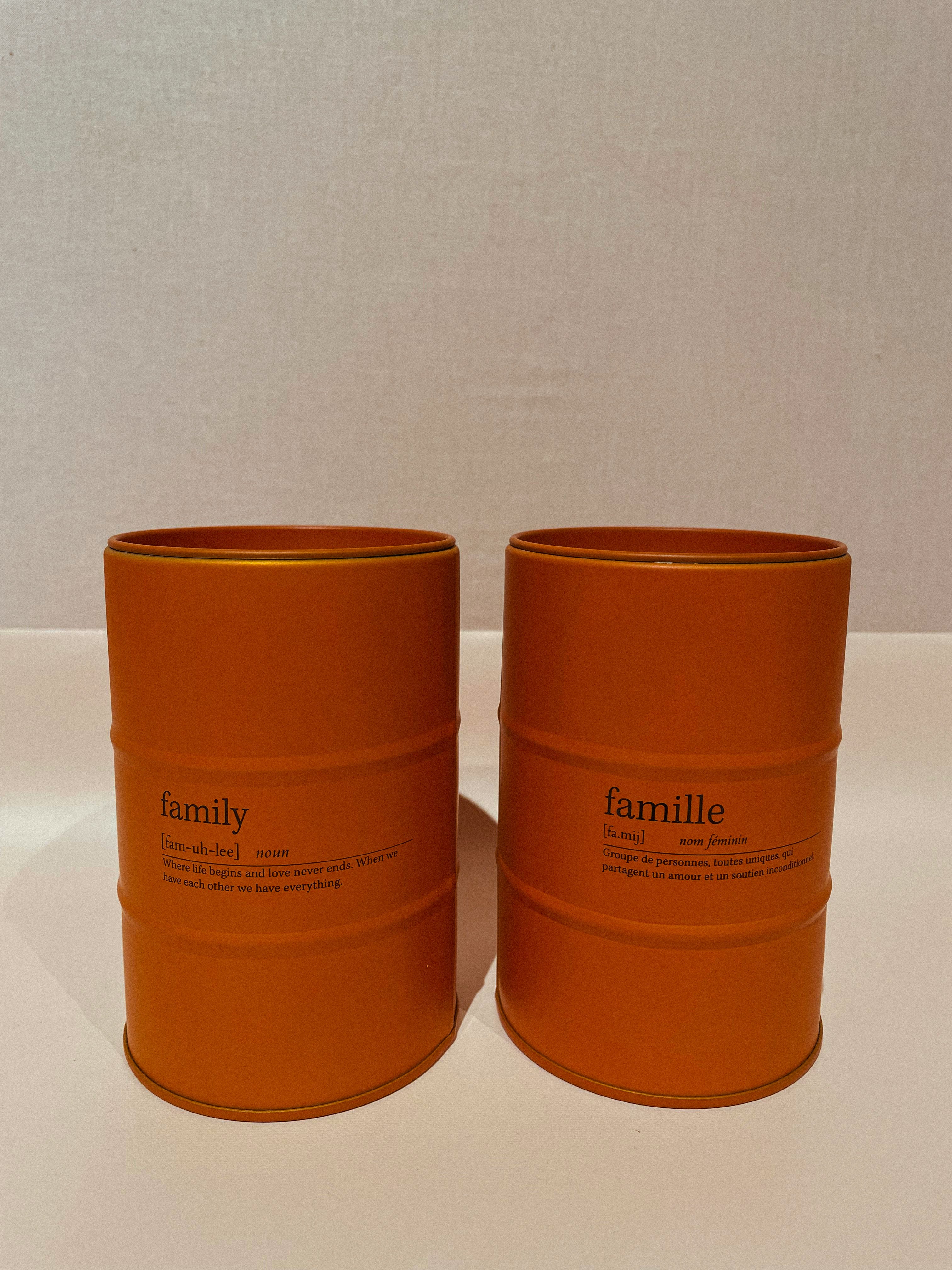 J-line geurkaars Family spreuk oranje Frans/Engels