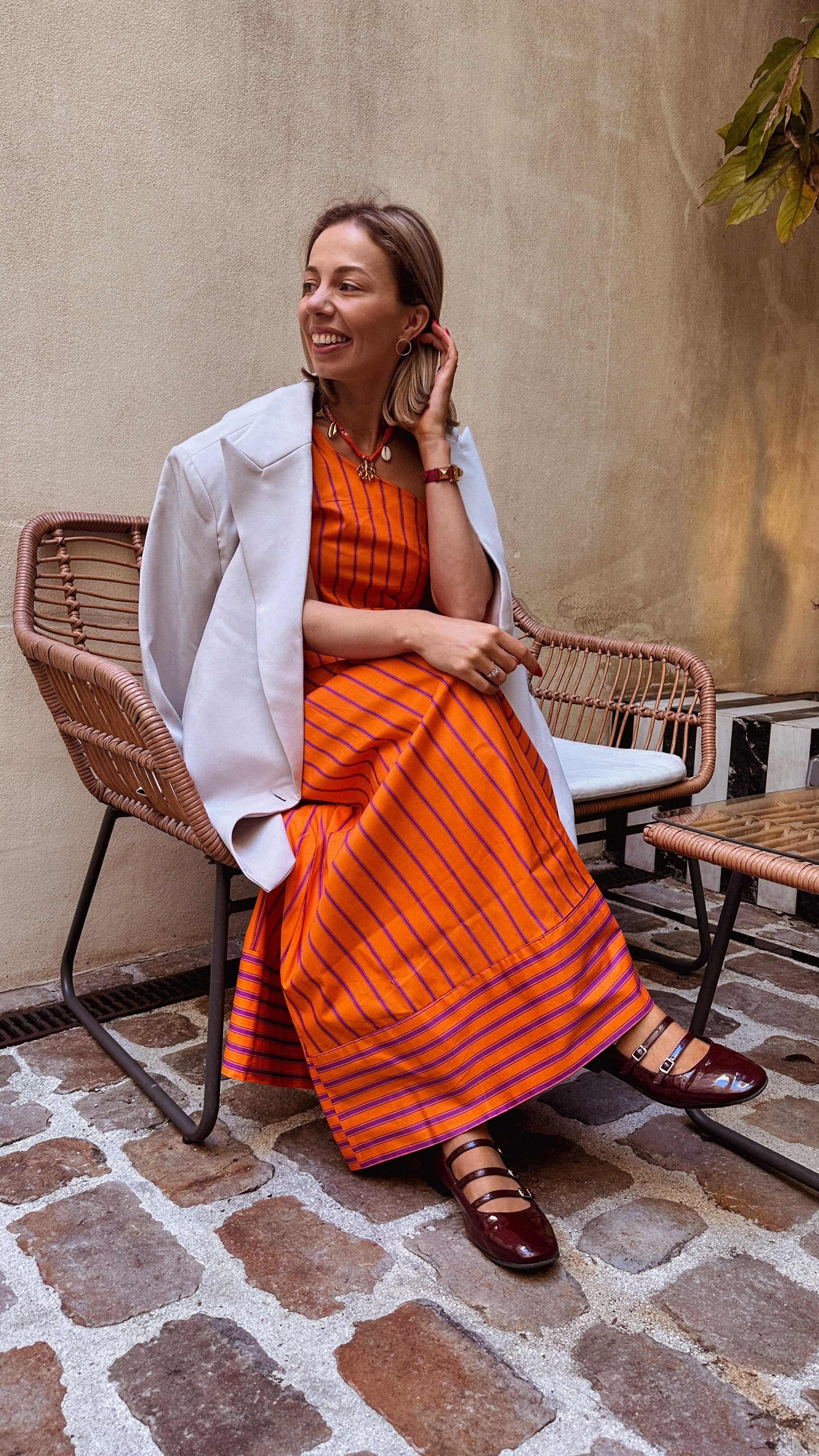 Florence set oranje gestreept