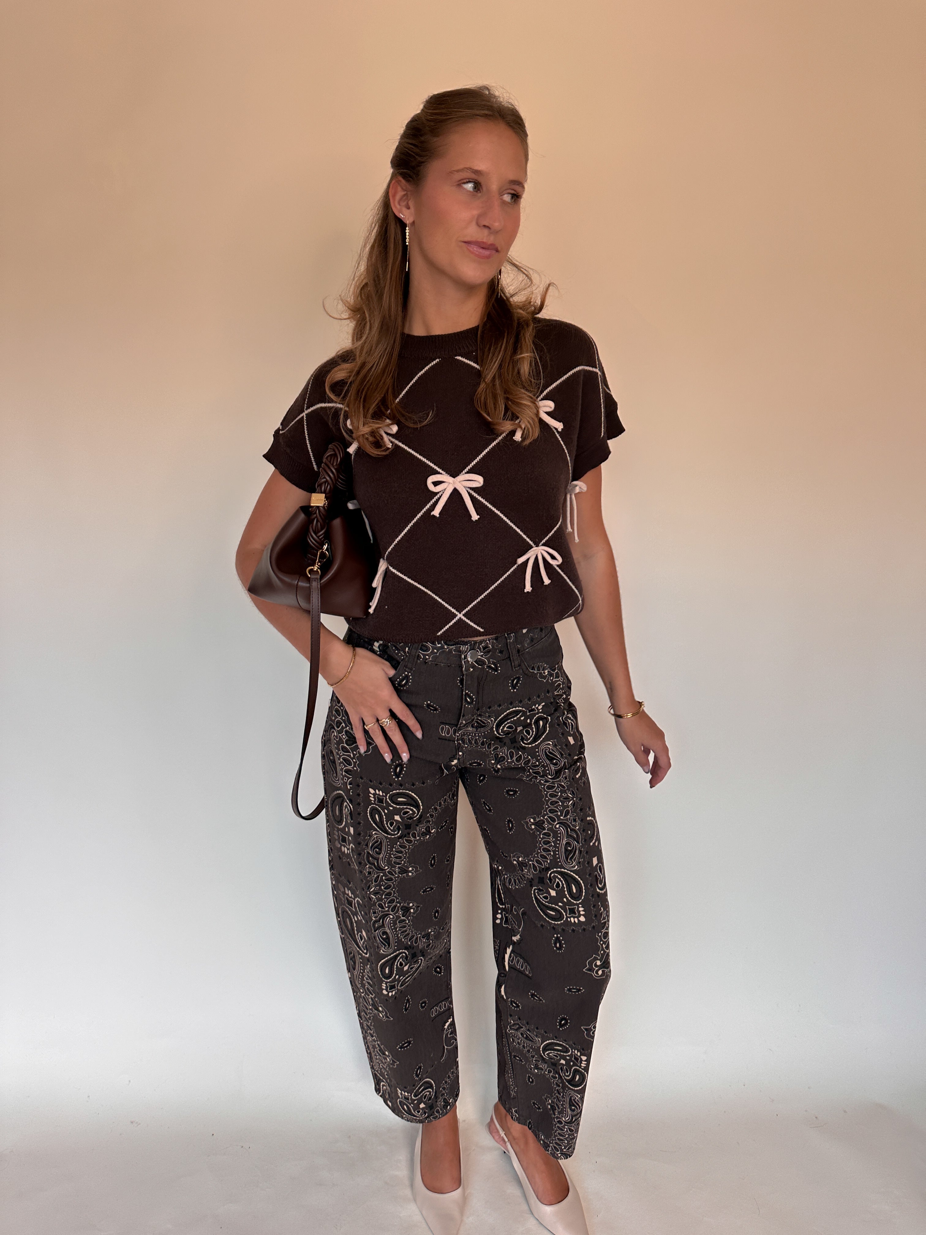 Bandana jeans chocoladebruin