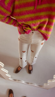 heart cut out jeans wit