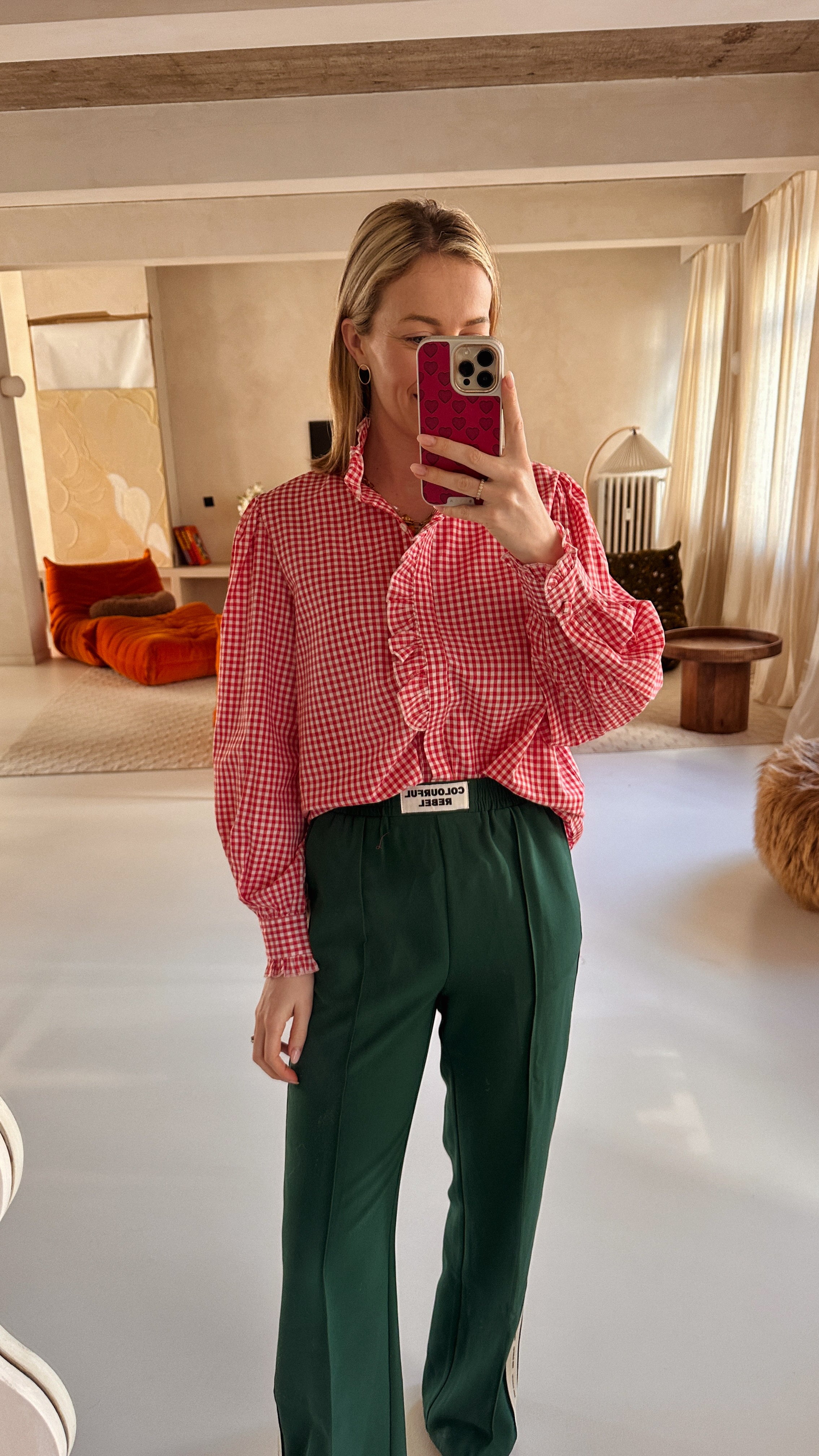 Vichy blouse rood