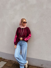 Alba trui bordeaux pailletten