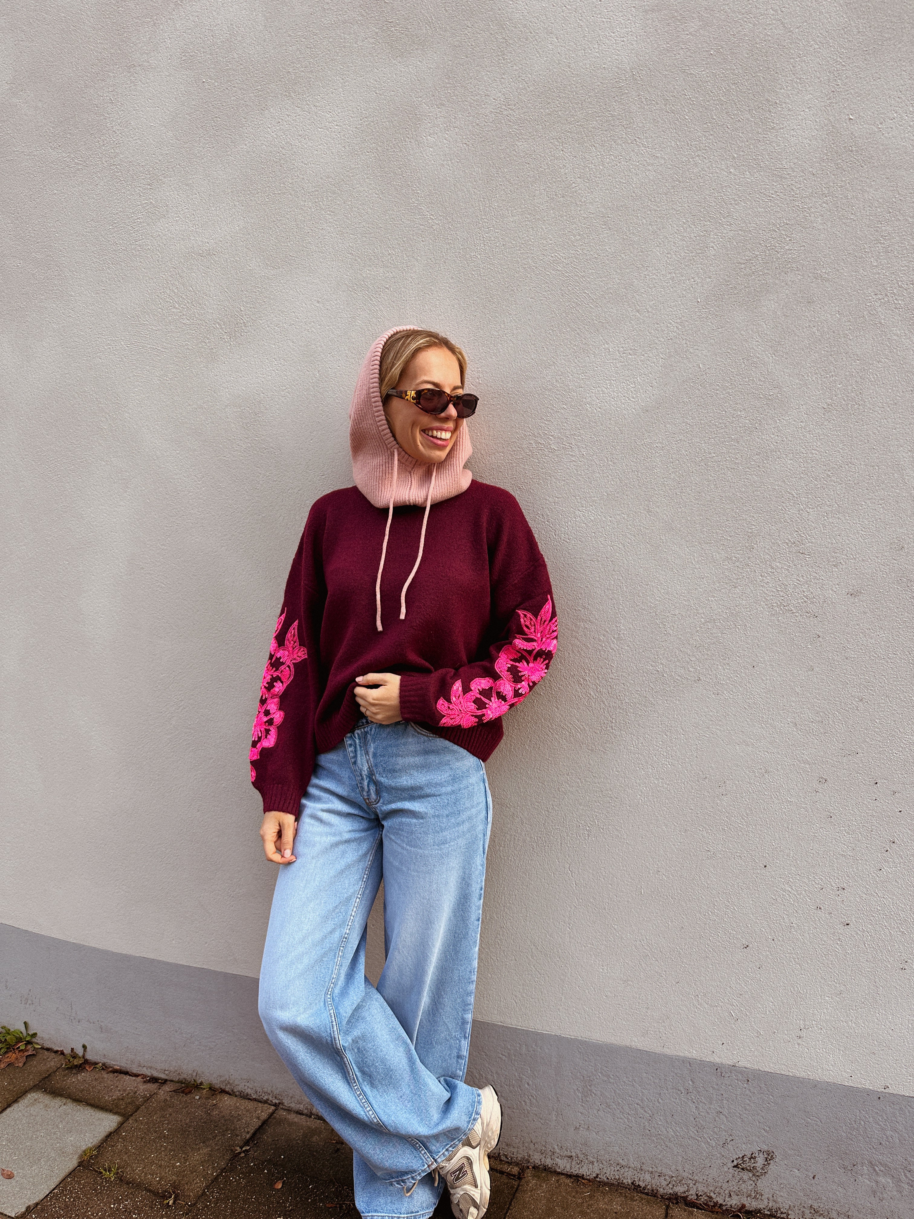 Alba trui bordeaux pailletten