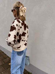 Babs gilet bruin/ecru gevlekt