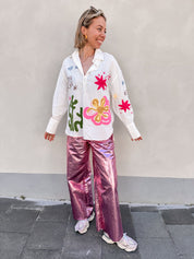 Tina metallic broek roze