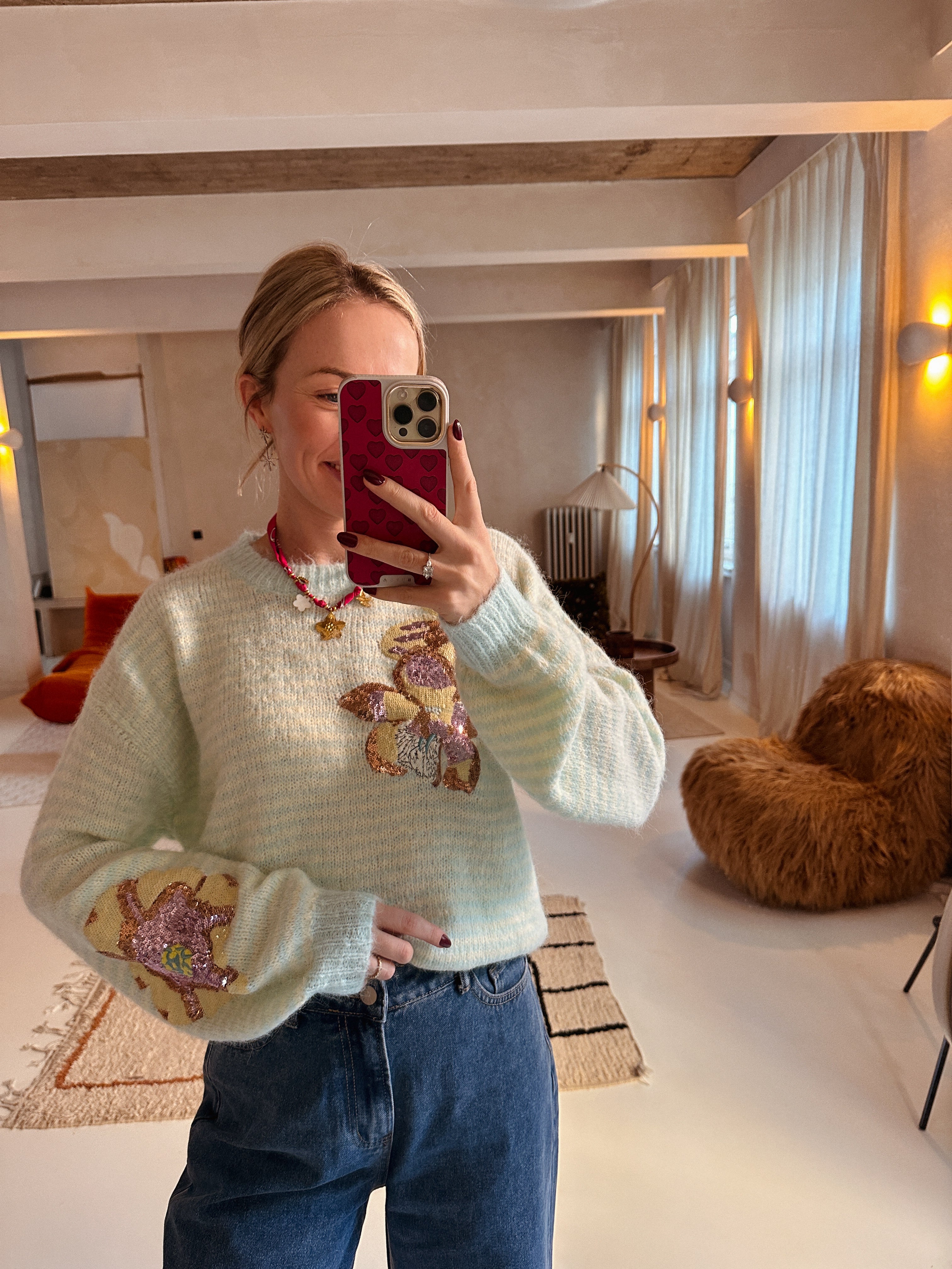 Nanja trui gestreept pailletten