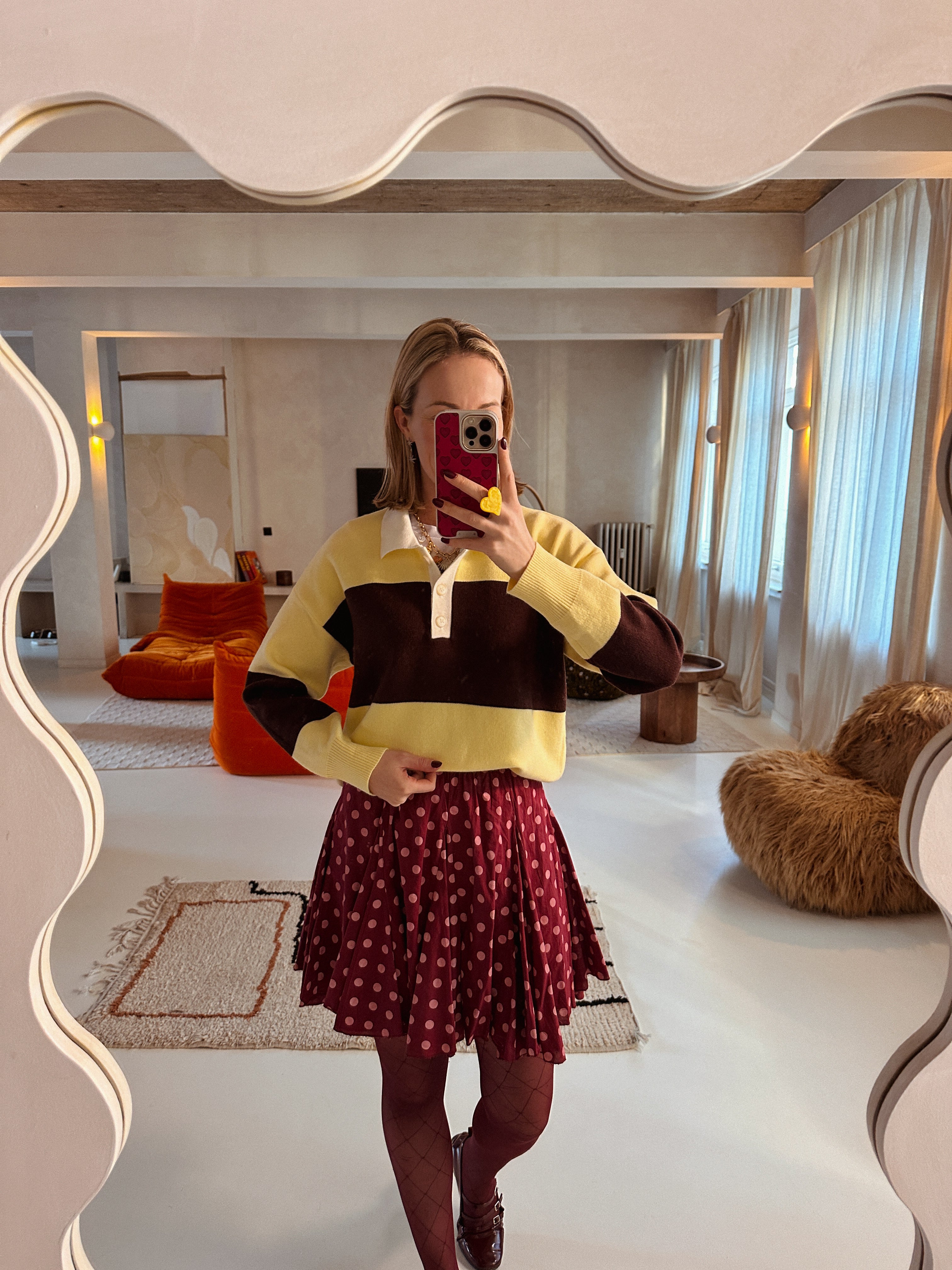 Gigi polo geel/bruin gestreept