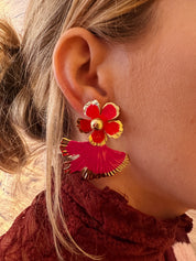 Oorbellen roze/oranje