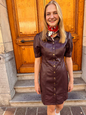 Hailey jurk bordeaux lederlook