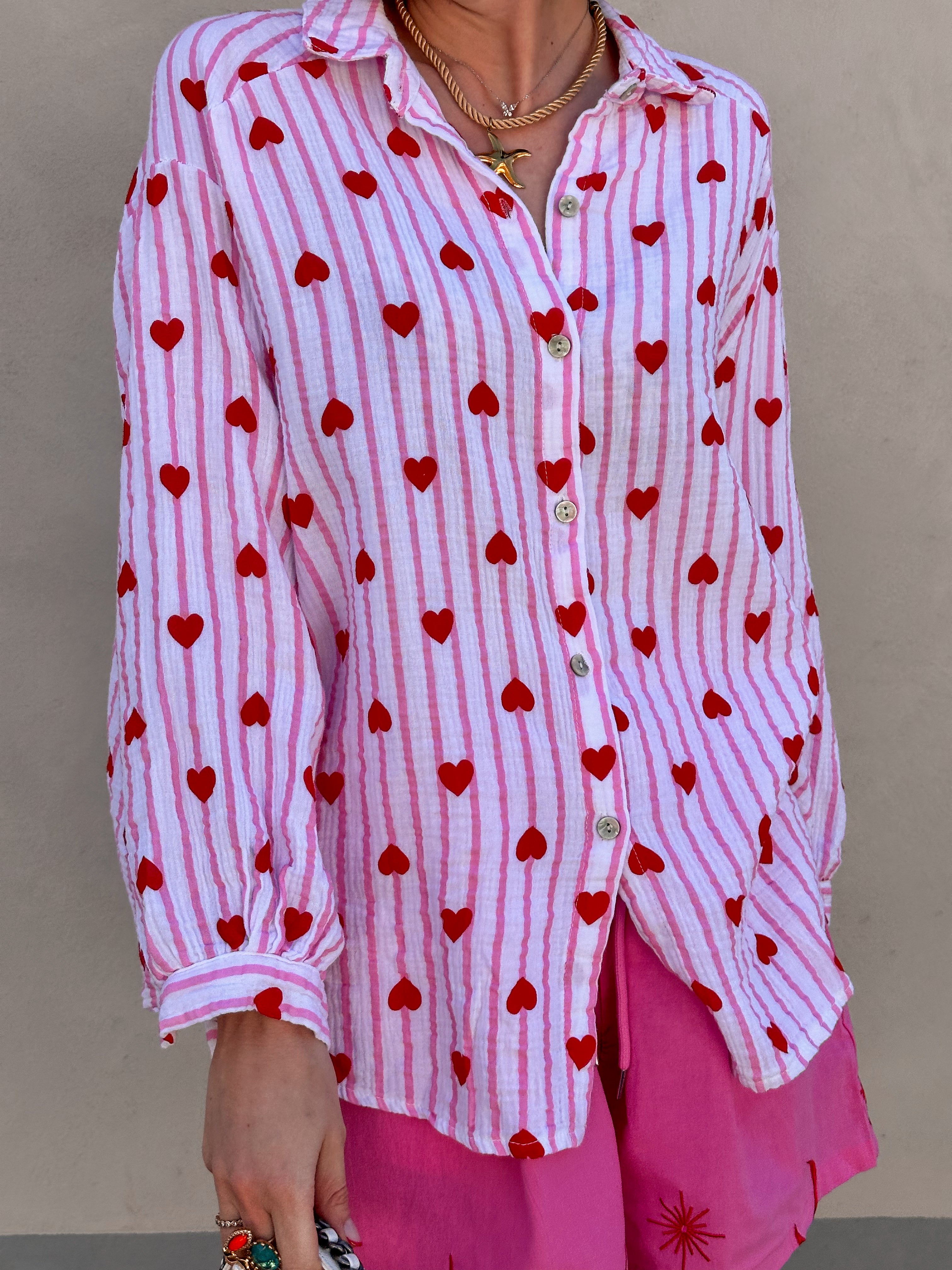 Pixie blouse gestreept met hartjes