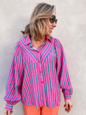 Gala blouse roze gestreept