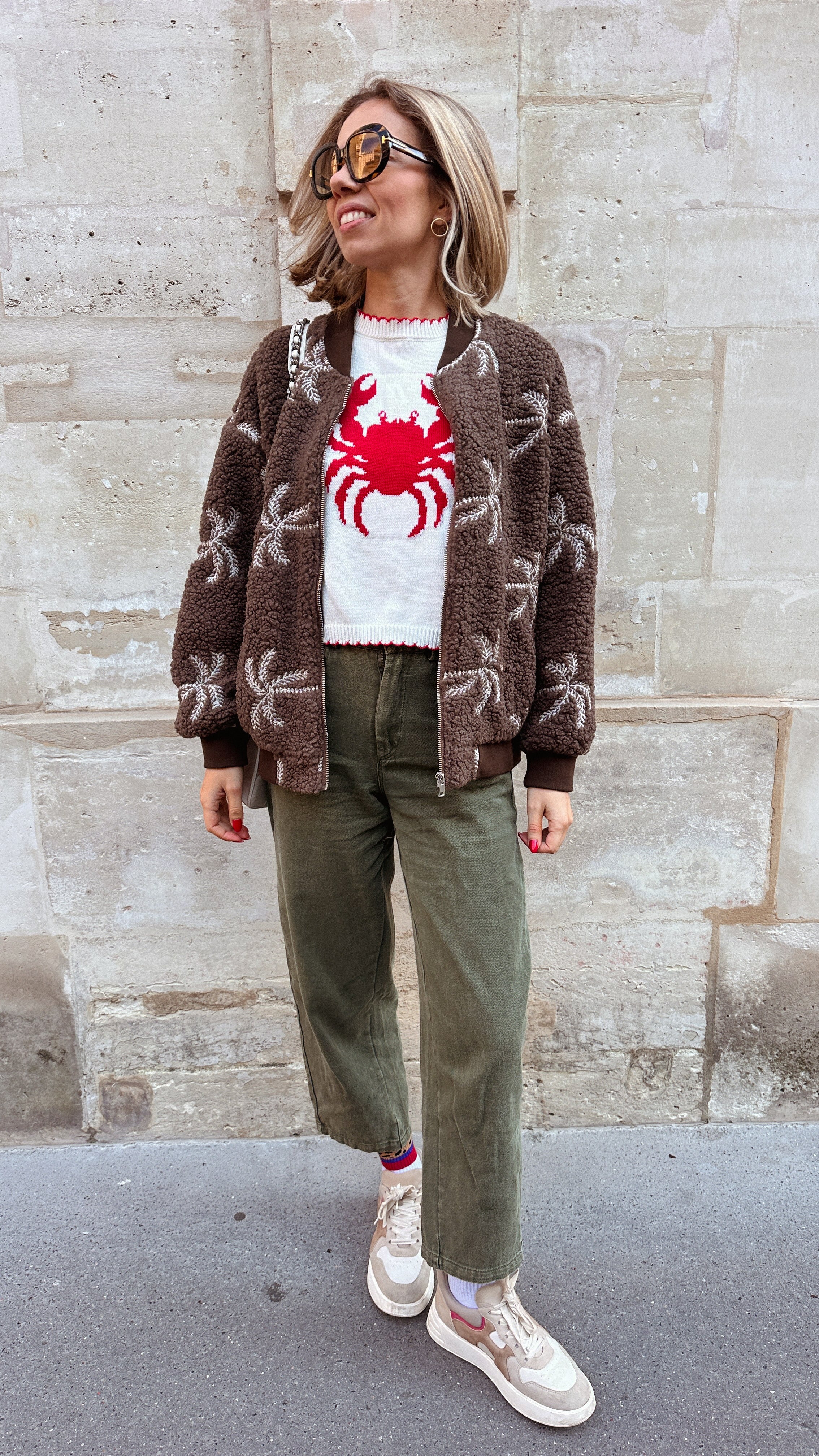 Palmtree fleece bruin