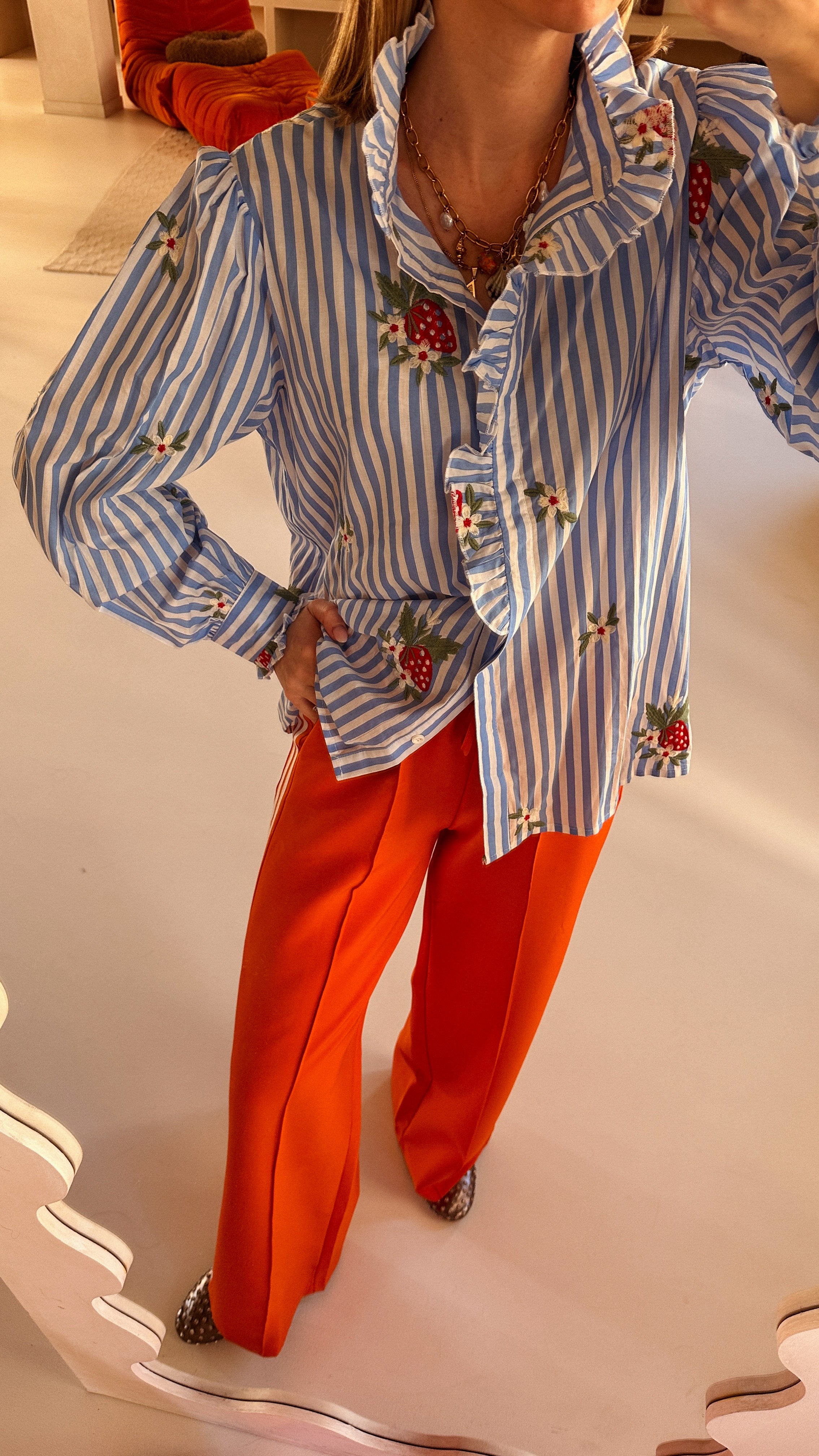 Tina blouse blauw/wit gestreept