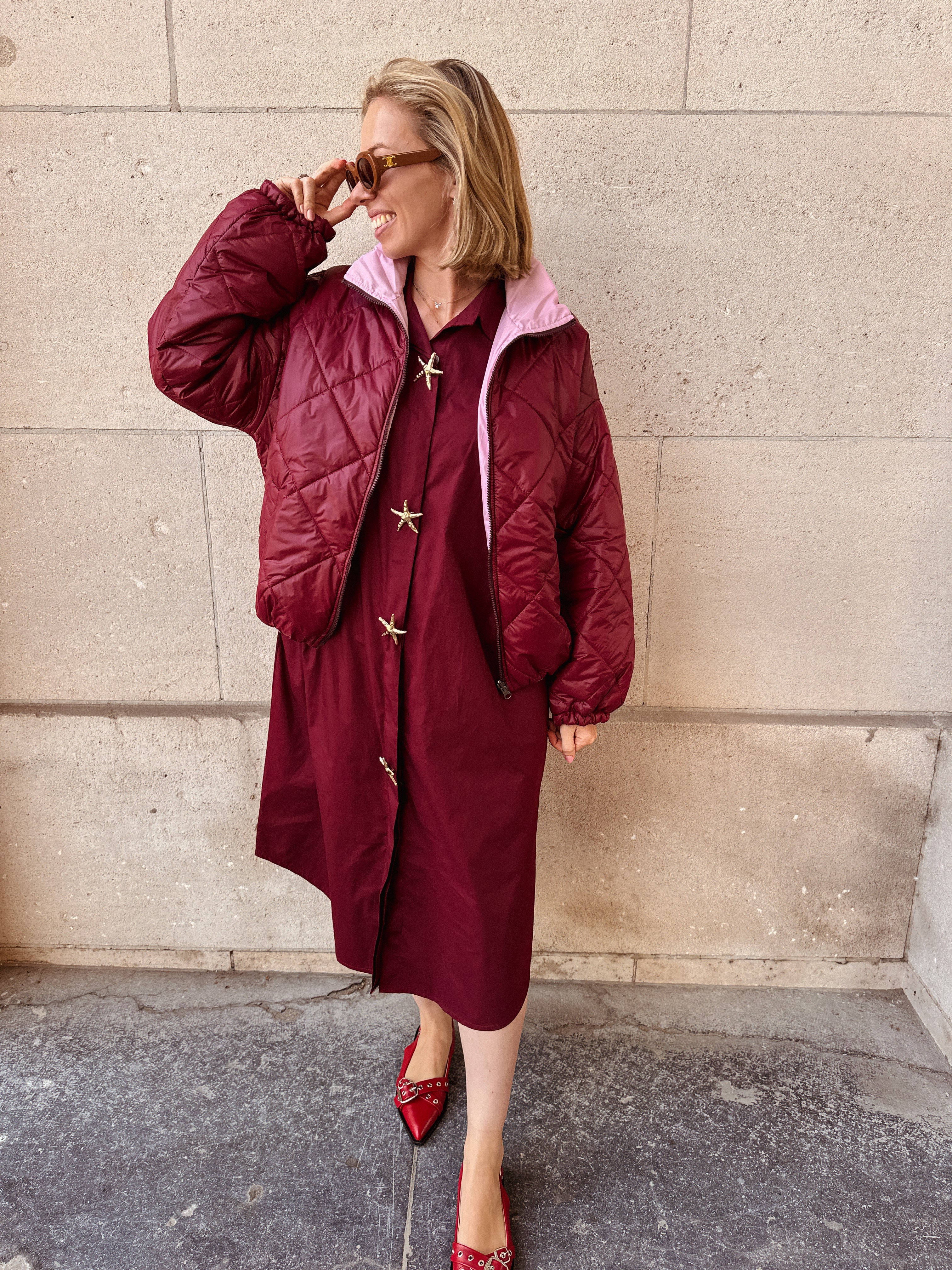 Marte jas roze/bordeaux (2 in 1)