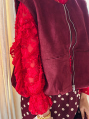 Isaline mouwloos jasje Bordeaux