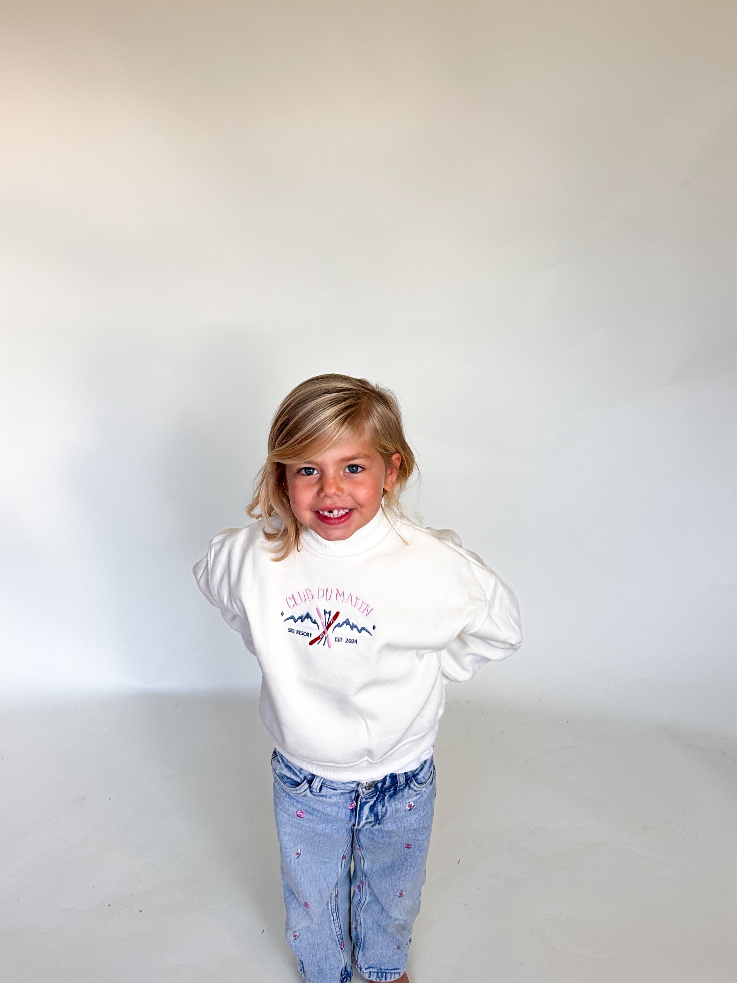 Club du matin sweater gebroken wit kids