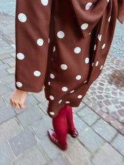 Polka dot jurk bruin
