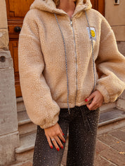 Smiley teddy gilet beige