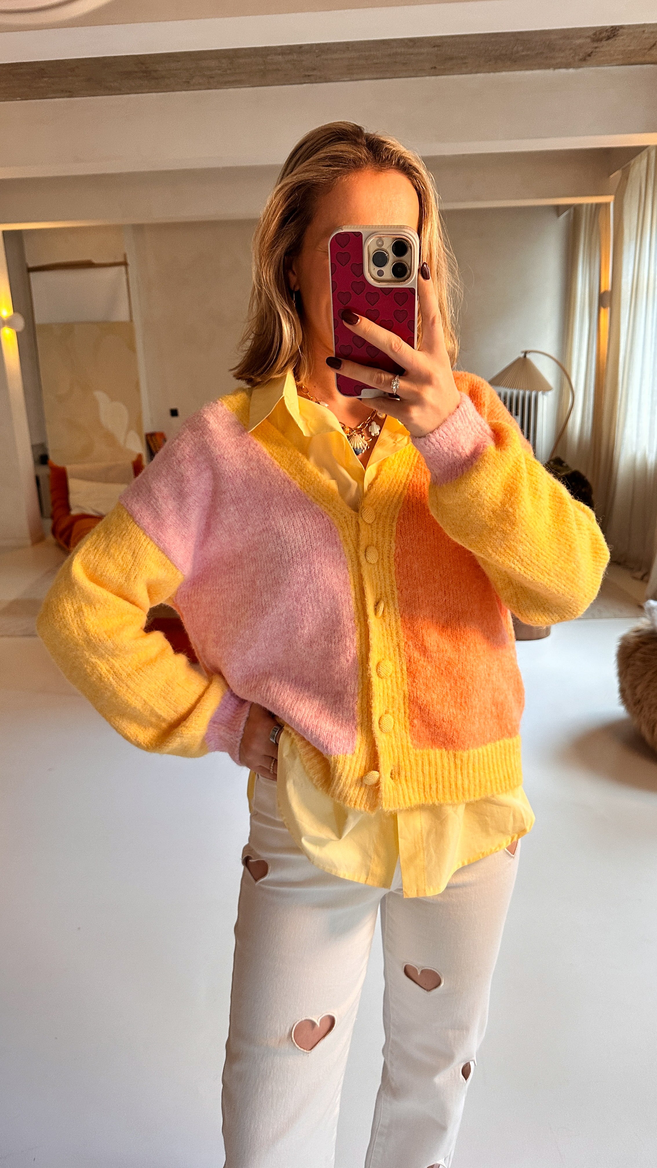 Sammie gilet roze/oranje/geel