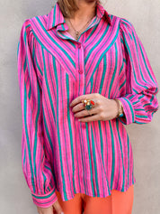 Gala blouse roze gestreept