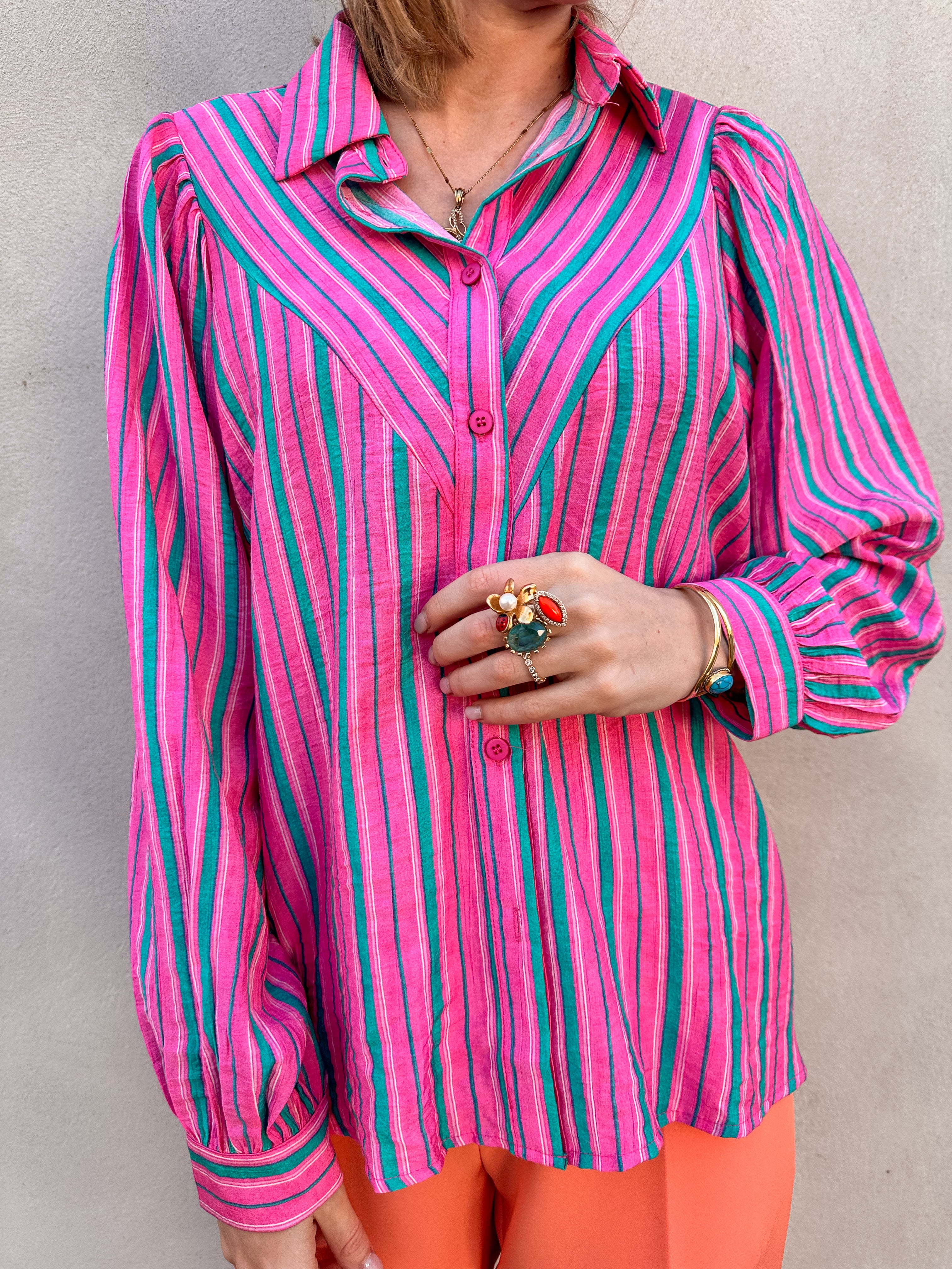 Gala blouse roze gestreept
