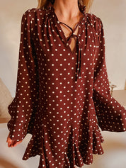 Amélie jurk bruin polka