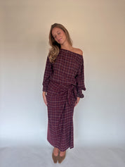 Romy blouse geruit burgundy