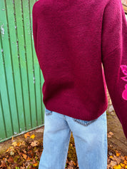 Alba trui bordeaux pailletten