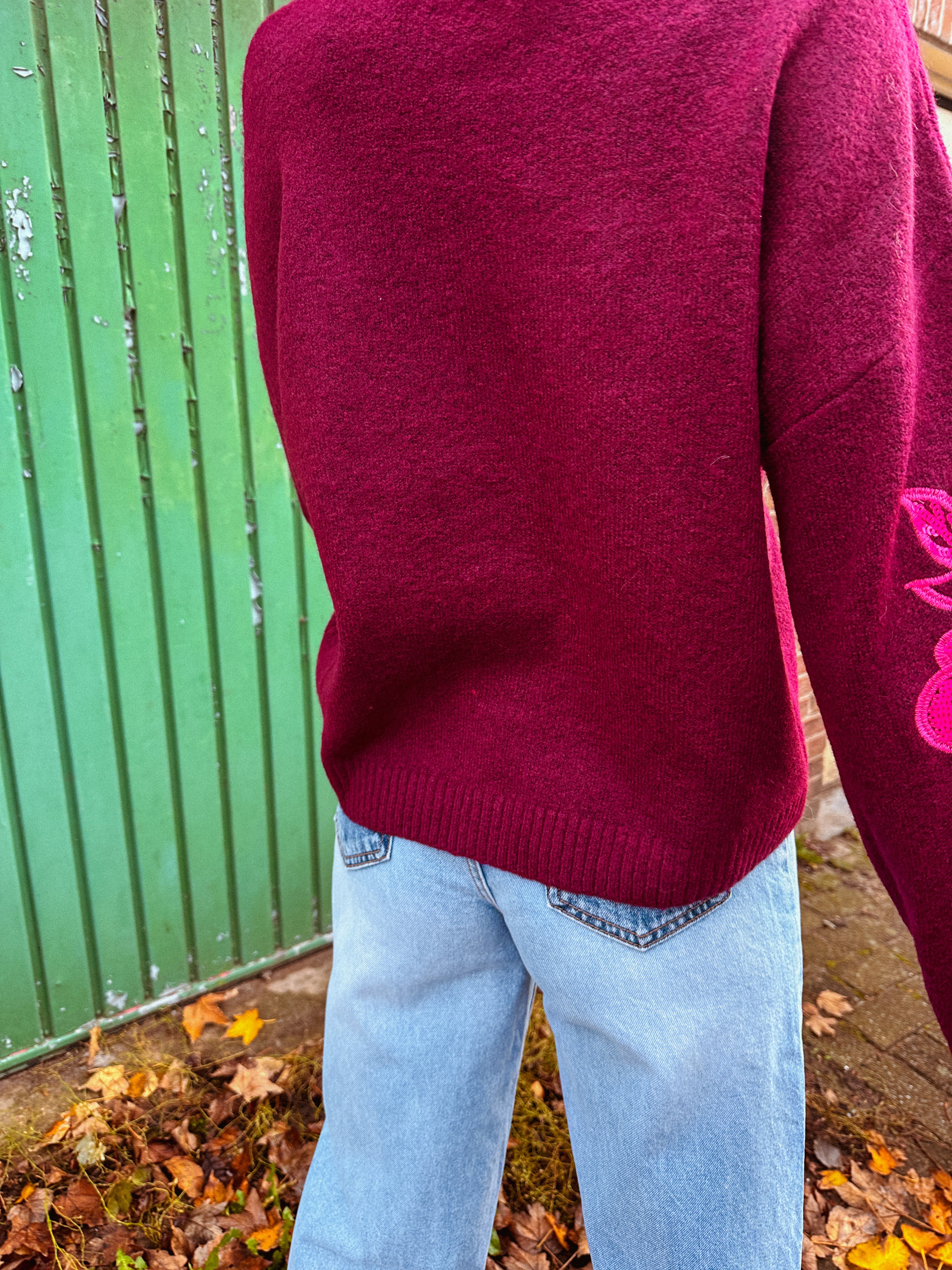 Alba trui bordeaux pailletten