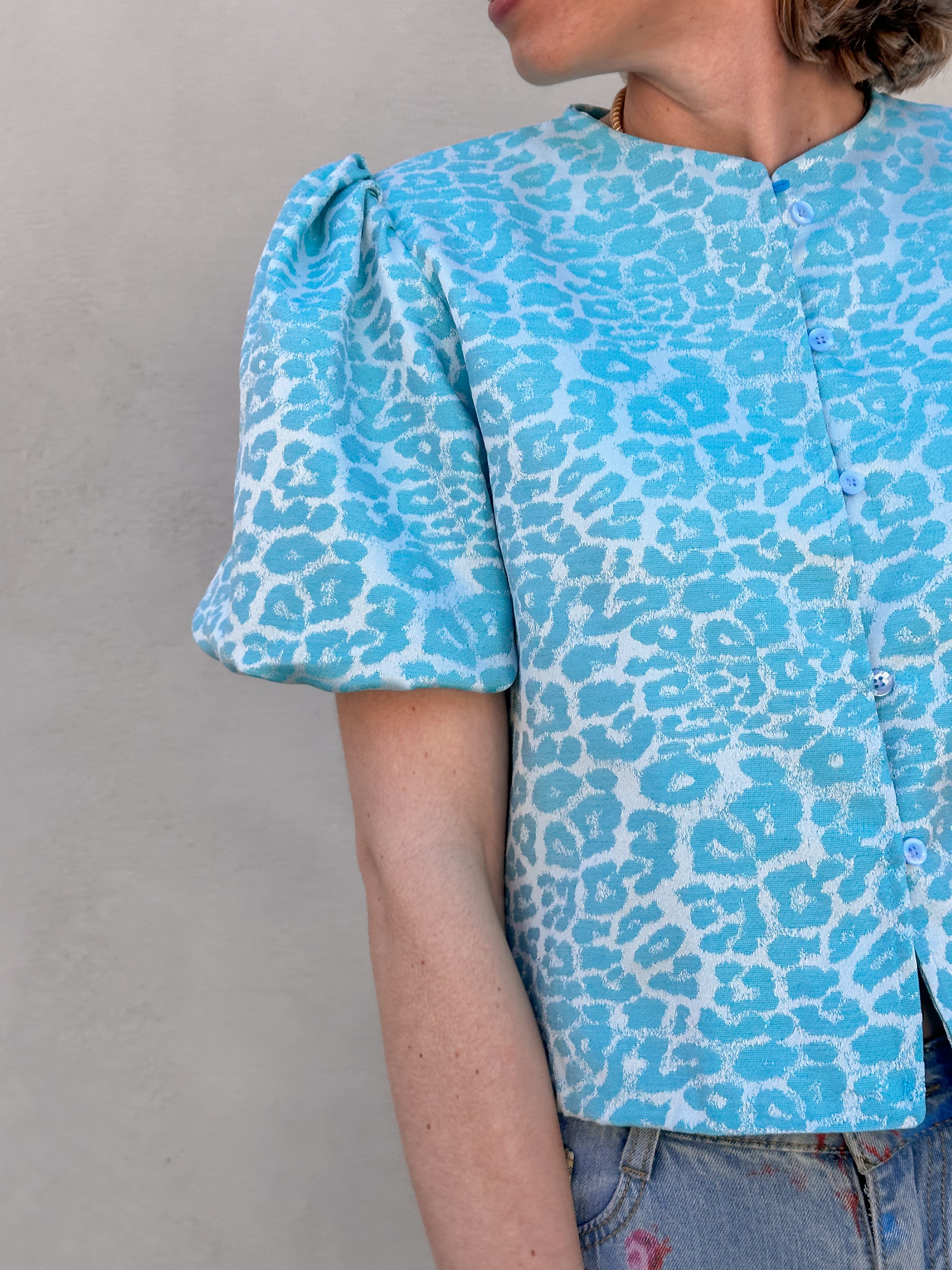Véda blouse blauw
